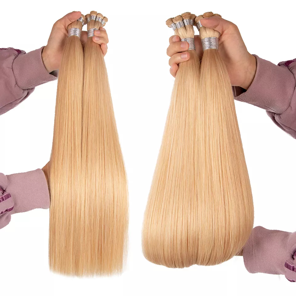 Hand Tied Weft Hair Extension 100% Raw Virgin Cuticle Aligned Hand Tied Weft Human Hair Extensions